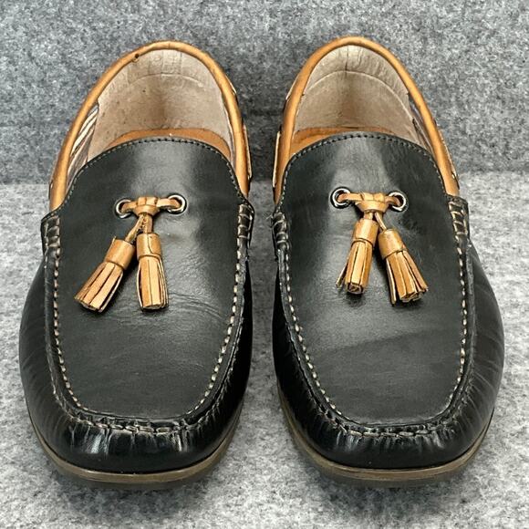 G.H. Bass Howell Black Brown Leather Tassel Slip On Driving Loafer Men 9M